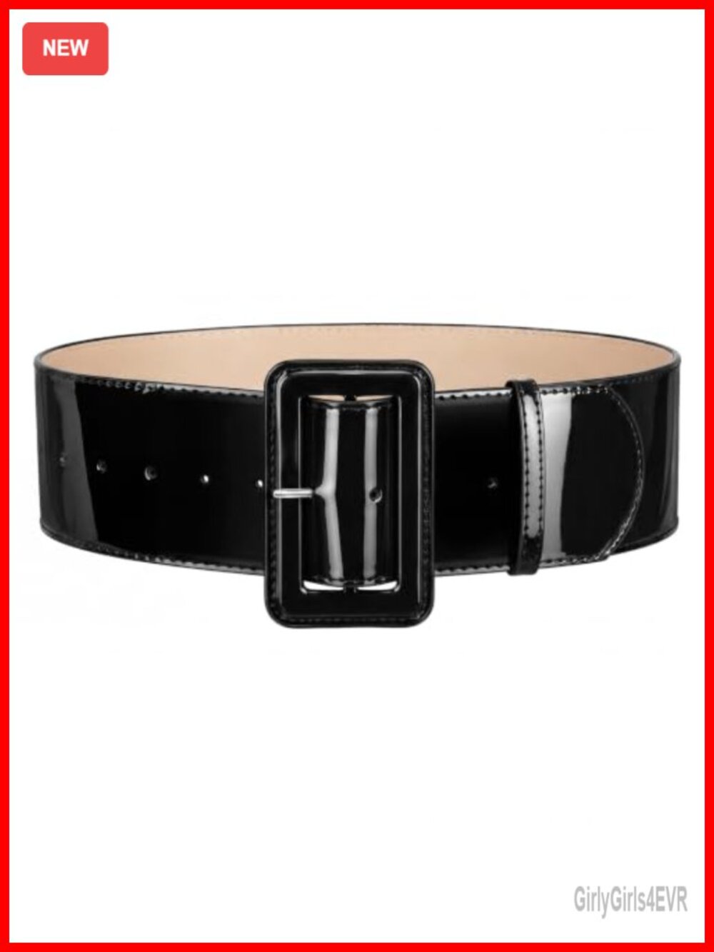 Women Wide Patent Leather Belt Square Buckle Waist Cinch Dress Belt 3 Inch